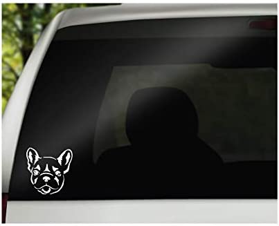 French Bulldog Face Vinyl Decal | White | 4.5 x 4.5 inch