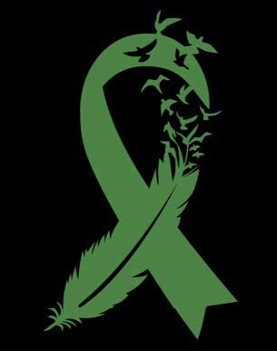 Mental Health Bird Feather Ribbon Vinyl Decal | Green | 2.6 x 4.5 inch