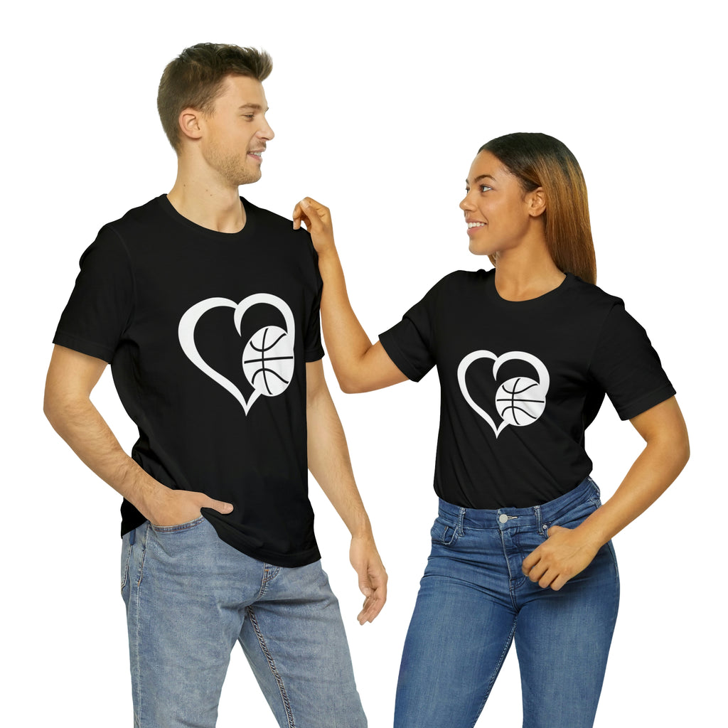 Basketball Heart Short-Sleeve Tee - Cute & Stylish T-Shirt for Basketball Lovers - Soft & Comfortable