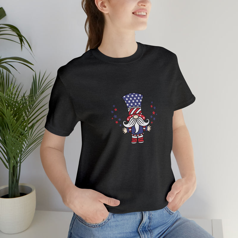 4th of July Patriotic Gnome Jersey Short Sleeve Tee - Soft & Comfortable - Made in the USA