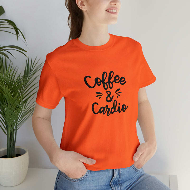 Coffee & Cardio Unisex Jersey Short-Sleeve Tee - Funny & Motivational T-Shirt for Coffee Lovers & Fitness Enthusiasts - Soft & Comfortable - Made in the USA