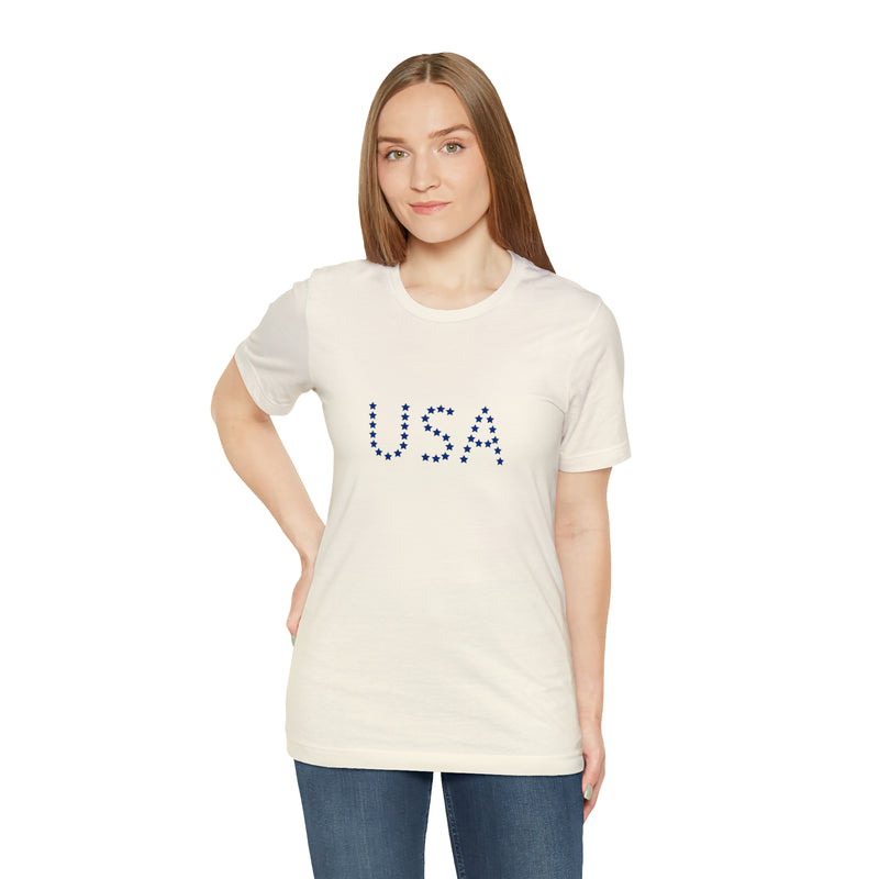 Blue USA Stars Short Sleeve Tee - Patriotic Clothing - Made in the USA