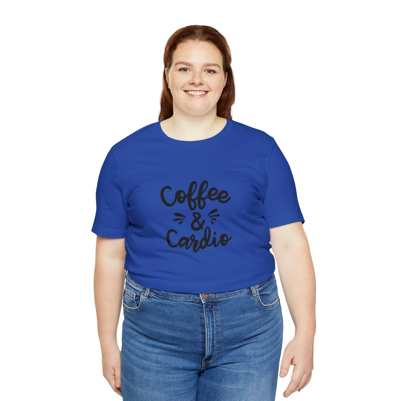 Coffee & Cardio Unisex Jersey Short-Sleeve Tee - Funny & Motivational T-Shirt for Coffee Lovers & Fitness Enthusiasts - Soft & Comfortable - Made in the USA