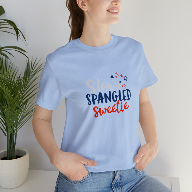 Star-Spangled Sweetie Jersey Short Sleeve Tee - Patriotic Clothing - Made in the USA