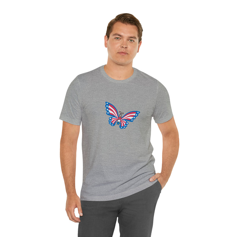 Patriotic Butterfly Jersey Short Sleeve Tee - Soft & Comfortable - Patriotic Clothing - Made in the USA