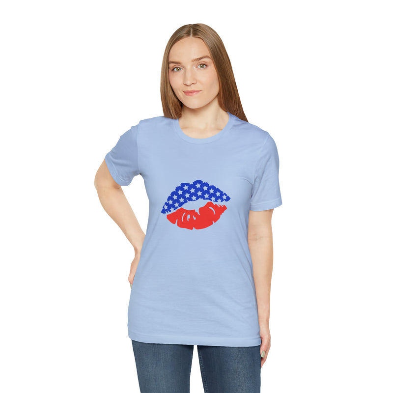 American Lips Short Sleeve Tee - Soft & Comfortable - Patriotic Clothing - Made in the USA