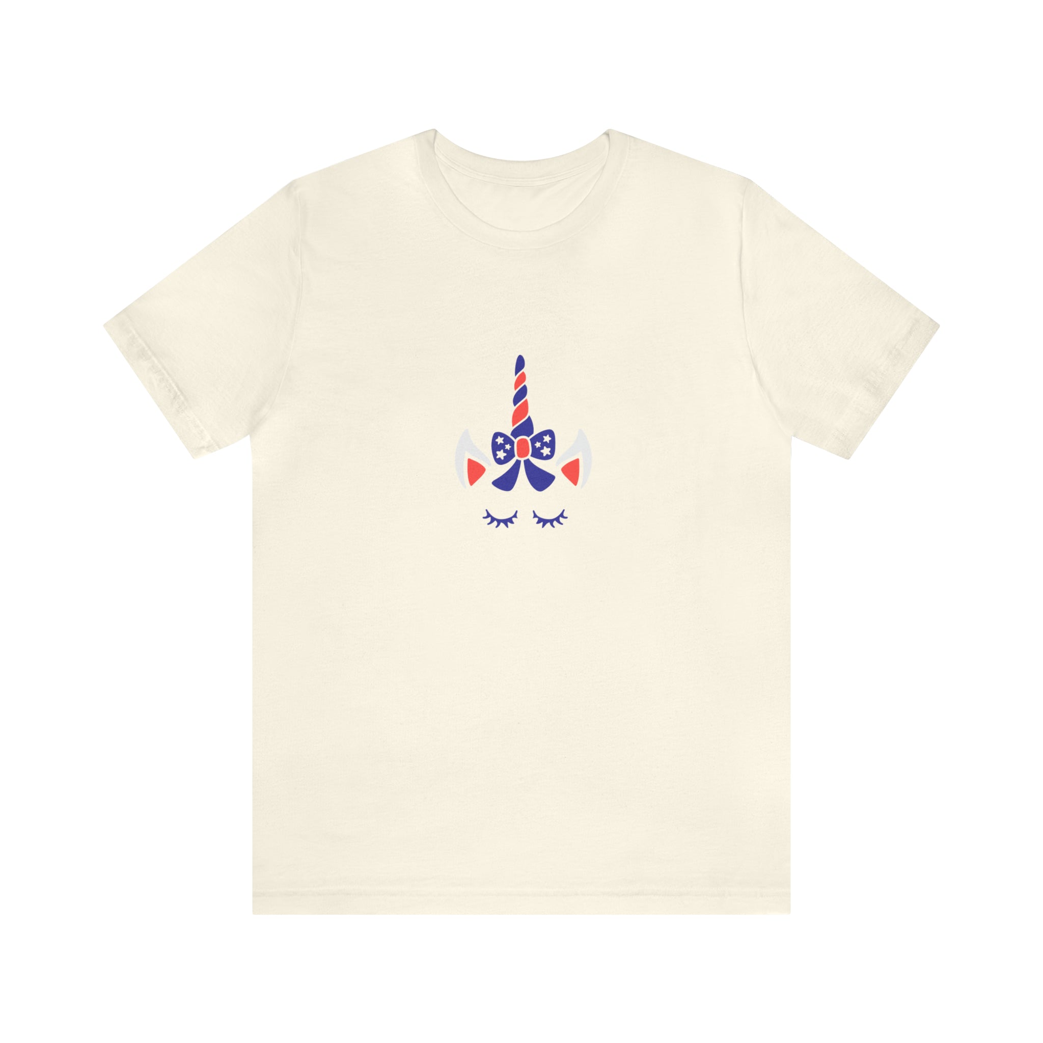 4th of July Unicorn with Bow Jersey Short Sleeve Tee - Soft & Comfortable - Patriotic Clothing - Made in the USA