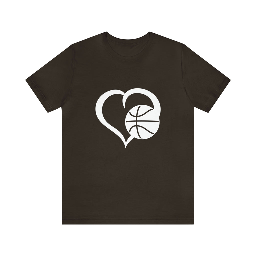 Basketball Heart Short-Sleeve Tee - Cute & Stylish T-Shirt for Basketball Lovers - Soft & Comfortable