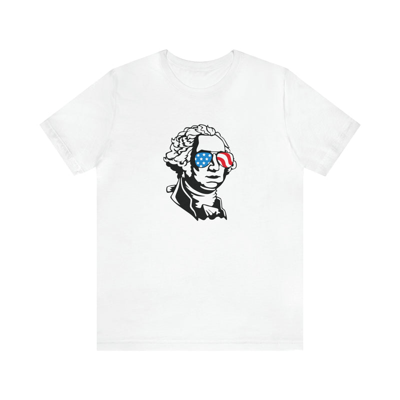 George Washington with Sunglasses Jersey Short Sleeve Tee - Soft & Comfortable - Funny & Patriotic Clothing - Made in the USA