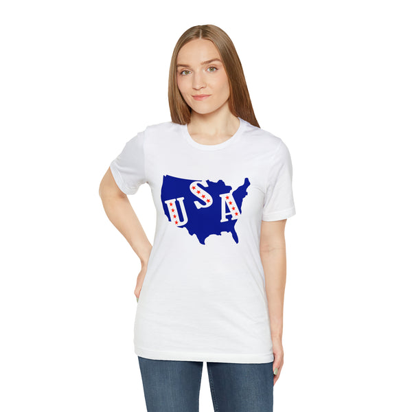 4th of July USA Jersey Short Sleeve Tee - Soft & Comfortable - Patriotic Clothing - Made in the USA