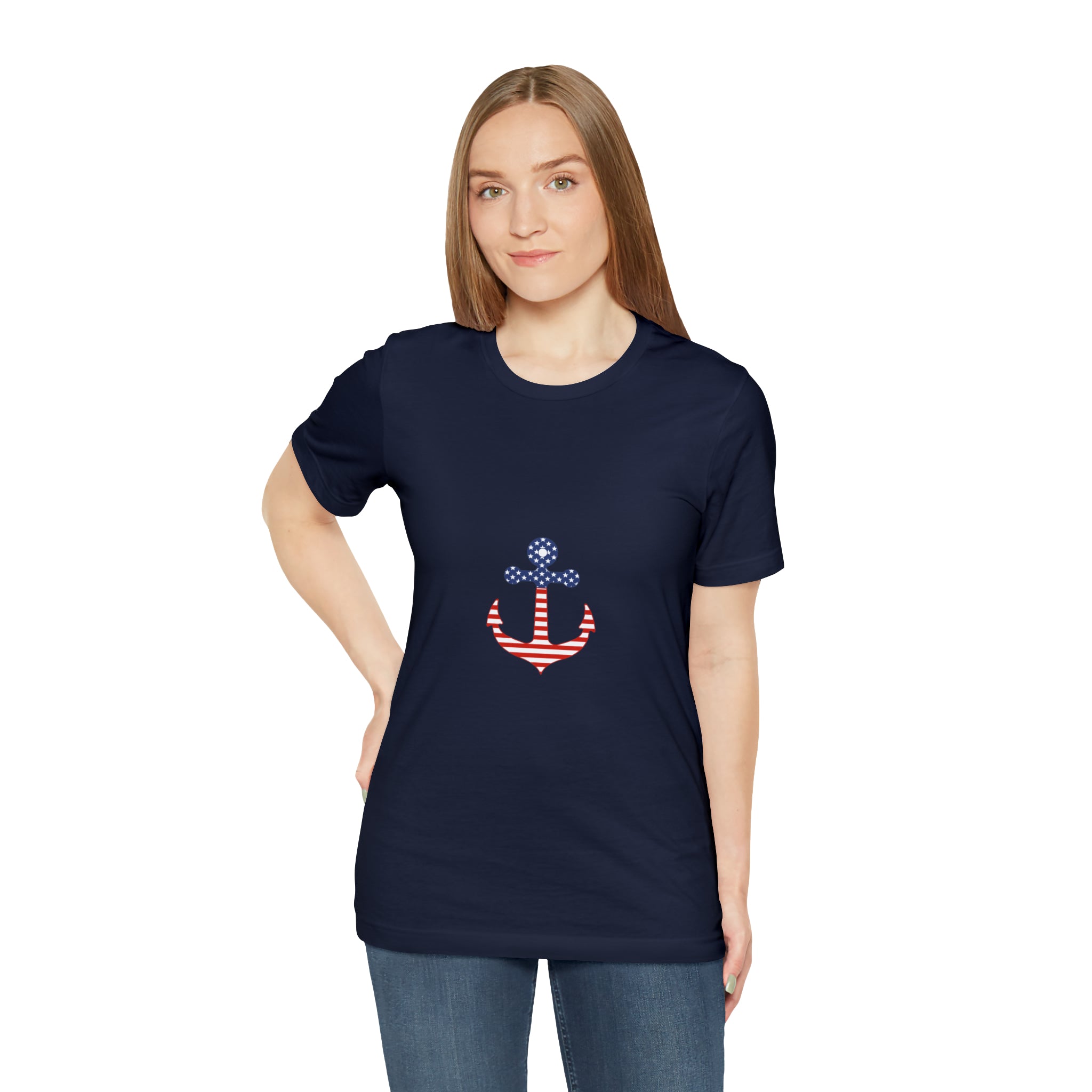 American Flag Anchor Short Sleeve Tee - Patriotic Clothing - Made in the USA