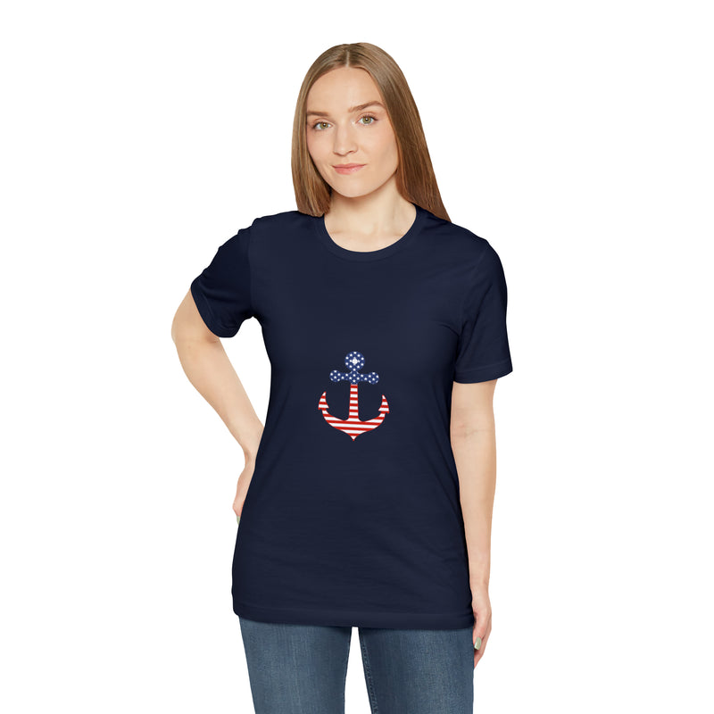 American Flag Anchor Short Sleeve Tee - Patriotic Clothing - Made in the USA