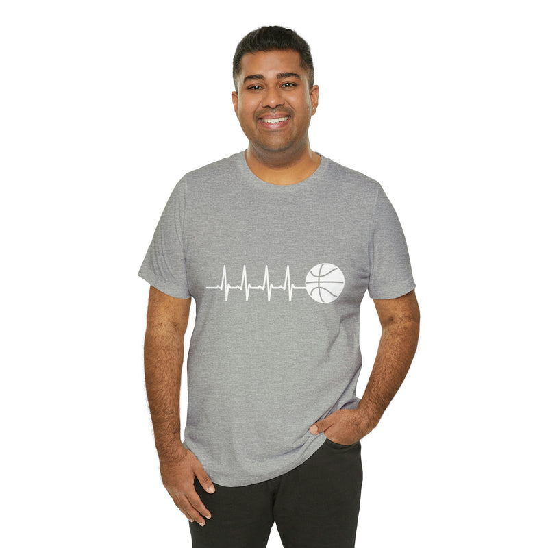 Basketball Pulse Short-Sleeve Tee - Funny & Fan T-Shirt for Basketball Lovers - Soft & Comfortable - Made in the USA