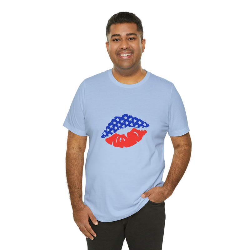 American Lips Short Sleeve Tee - Soft & Comfortable - Patriotic Clothing - Made in the USA