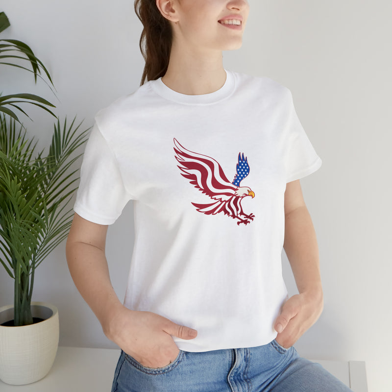 American Flag Bald Eagle Short Sleeve Tee - Soft & Comfortable - Patriotic Clothing - Made in the USA