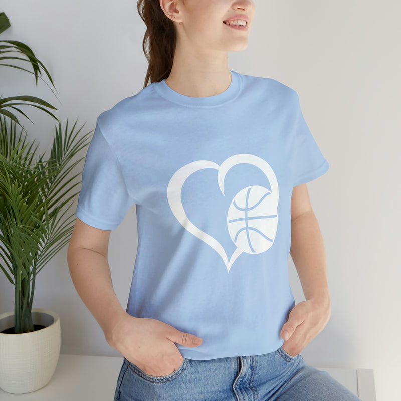 Basketball Heart Short-Sleeve Tee - Cute & Stylish T-Shirt for Basketball Lovers - Soft & Comfortable - Made in the USA