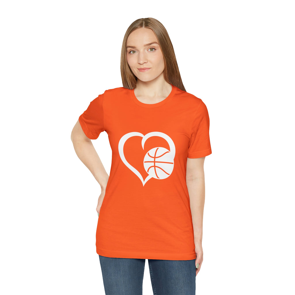 Basketball Heart Short-Sleeve Tee - Cute & Stylish T-Shirt for Basketball Lovers - Soft & Comfortable