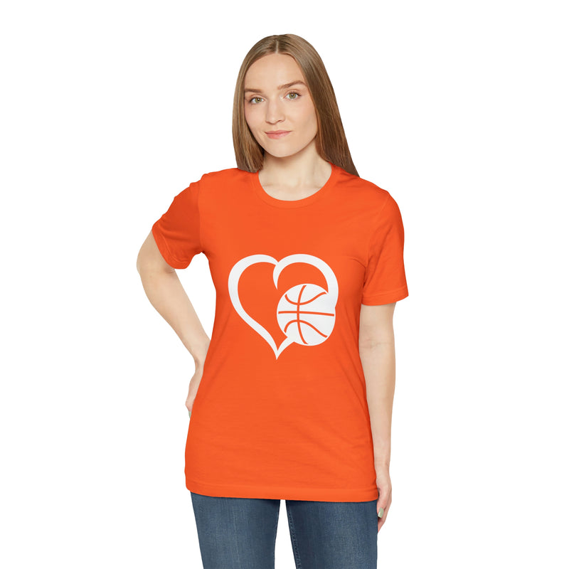 Basketball Heart Short-Sleeve Tee - Cute & Stylish T-Shirt for Basketball Lovers - Soft & Comfortable - Made in the USA