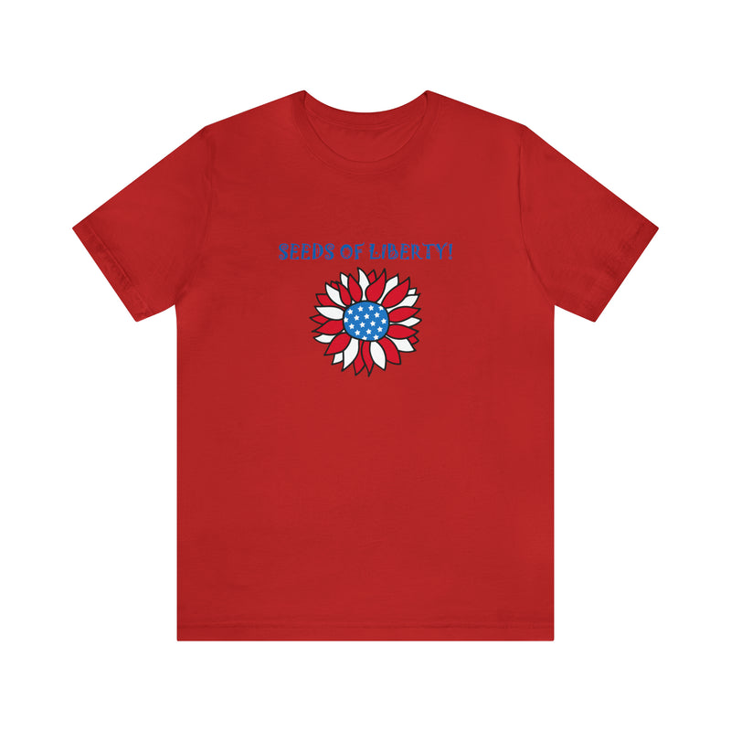 Seeds of Liberty Patriotic Sunflower Jersey Short Sleeve Tee - Soft & Comfortable - Patriotic Clothing - Made in the USA