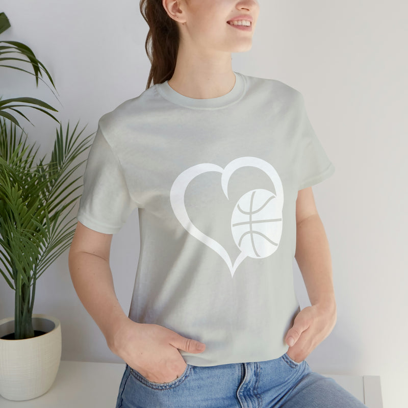 Basketball Heart Short-Sleeve Tee - Cute & Stylish T-Shirt for Basketball Lovers - Soft & Comfortable - Made in the USA