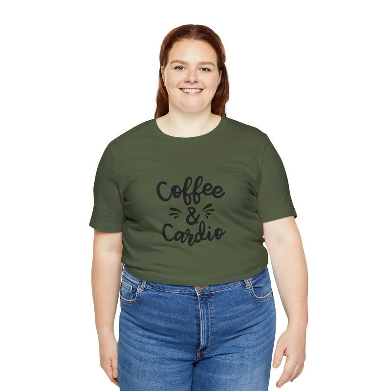 Coffee & Cardio Unisex Jersey Short-Sleeve Tee - Funny & Motivational T-Shirt for Coffee Lovers & Fitness Enthusiasts - Soft & Comfortable - Made in the USA