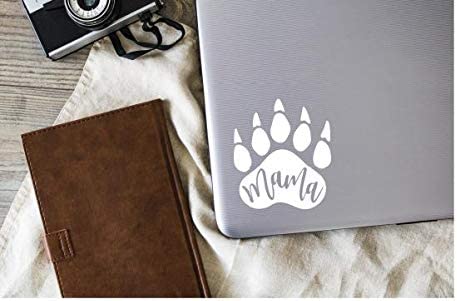 Mama Bear Paw Vinyl Decal | White |  4.0 x 4.50 inch