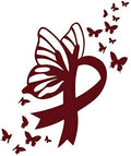 Butterfly Multiple Myeloma Cancer Ribbon Decal | 3.7 x 4.5 inch