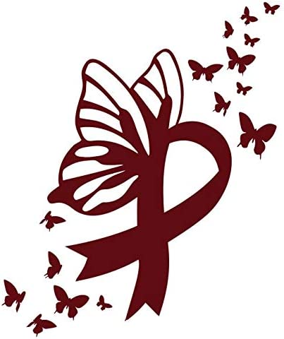 Butterfly Multiple Myeloma Cancer Ribbon Decal | 3.7 x 4.5 inch