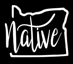 Oregon Native Vinyl Decal | White | 4.5 x 3.6 inch