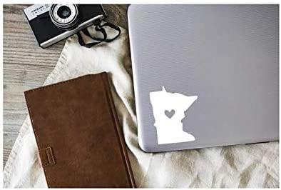 Minnesota with Heart Vinyl Decal | White | 3.7 x 4.5 inch