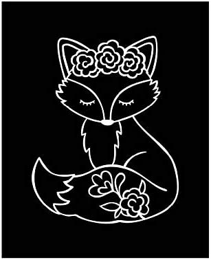 Fox Decal Vinyl Decal | White | 3.5 x 4.5 inch