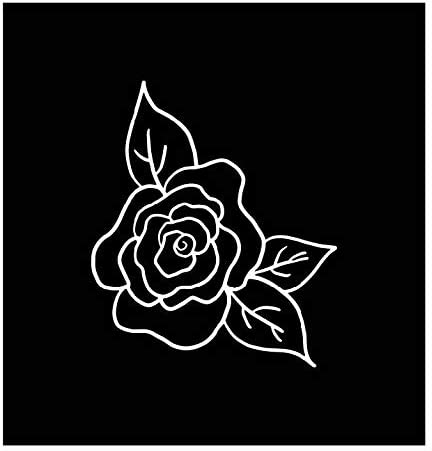 Blooming Rose Vinyl Decal | White | 3.375 x 4.5 inch