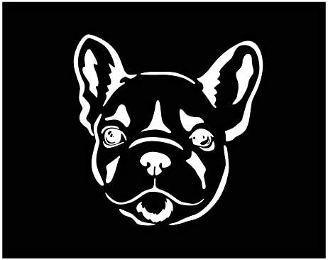 French Bulldog Face Vinyl Decal | White | 4.5 x 4.5 inch