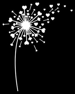 Heart Dandelion Vinyl Decal | White |  5.5 x 7.0 inch