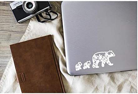 Mama Bear Cubs Vine Vinyl Decal | White |  8.0 x 3.2 inch