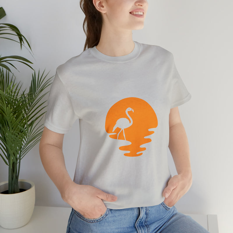 Flamingo Sunset Unisex Jersey Short-Sleeve Tee - Tropical & Relaxing T-Shirt for Flamingo Lovers - Soft & Comfortable - Made in the USA