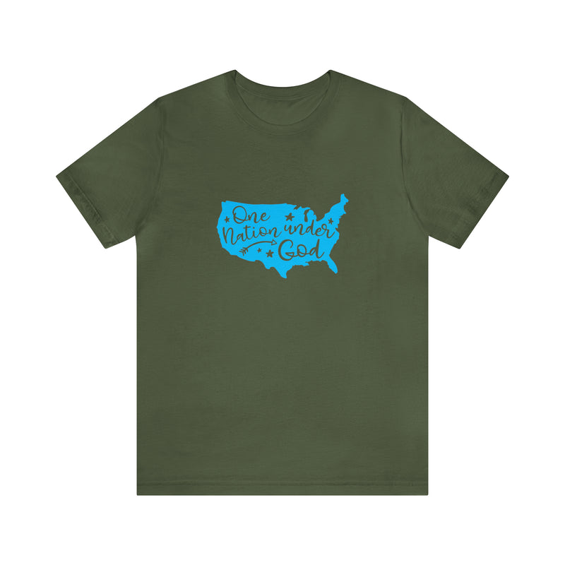 One Nation Under God USA Map Jersey Short Sleeve Tee - Soft & Comfortable - Patriotic Clothing - Made in the USA