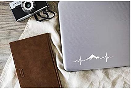 Mountain Pulse Vinyl Decal | White  | 8.0 x 2.0 inch