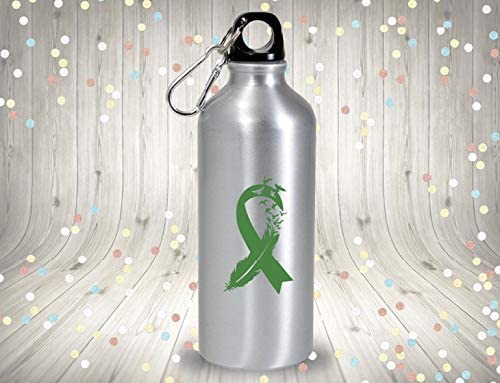 Mental Health Bird Feather Ribbon Vinyl Decal | Green | 2.6 x 4.5 inch