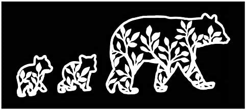 Mama Bear Cubs Vine Vinyl Decal | White |  8.0 x 3.2 inch