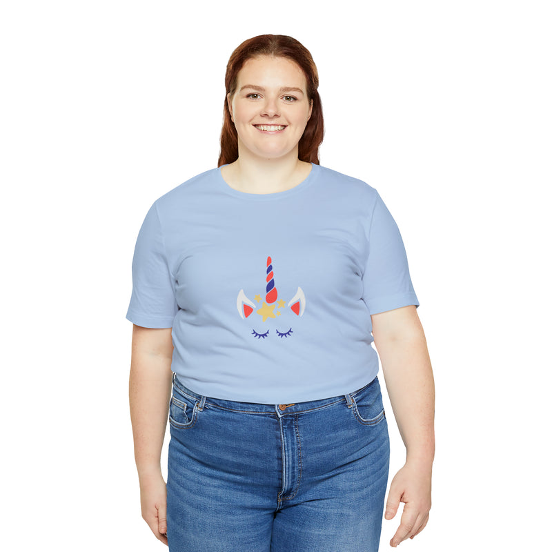 4th of July Unicorn with Stars Jersey Short Sleeve Tee - Soft & Comfortable - Patriotic Clothing - Made in the USA