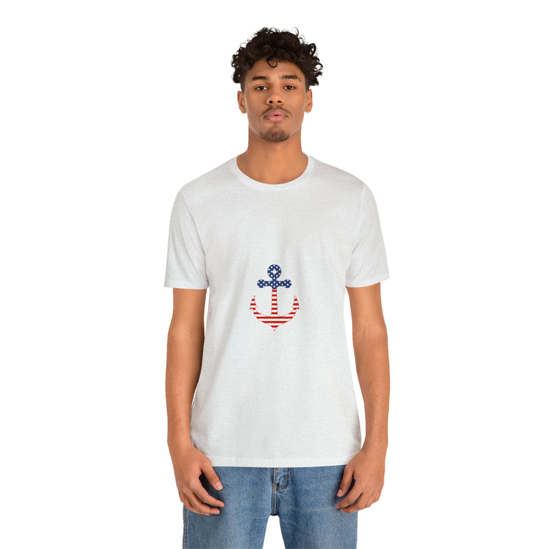 American Flag Anchor Short Sleeve Tee - Patriotic Clothing - Made in the USA