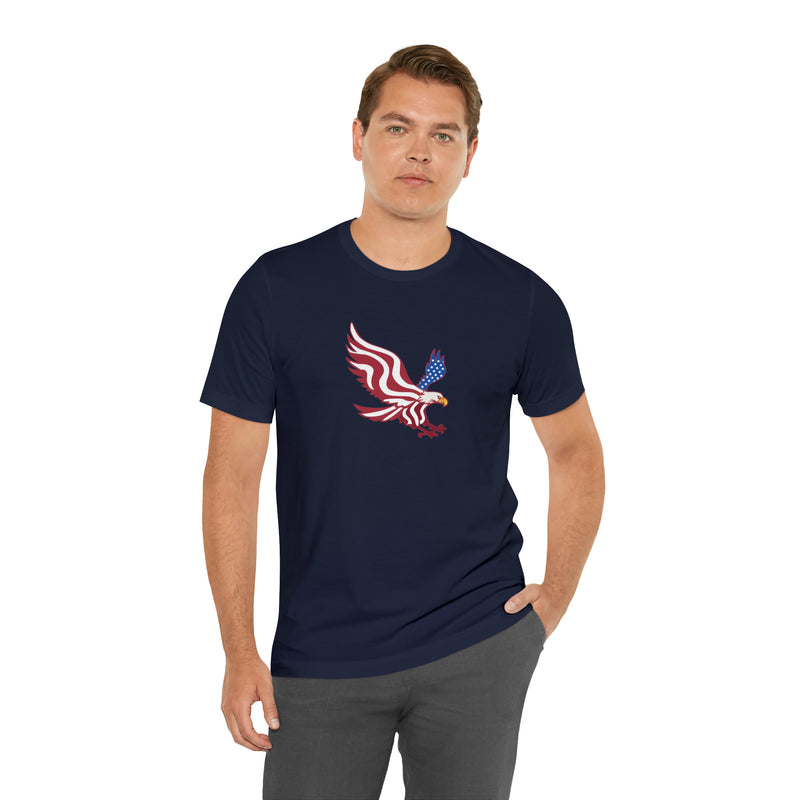 American Flag Bald Eagle Short Sleeve Tee - Soft & Comfortable - Patriotic Clothing - Made in the USA