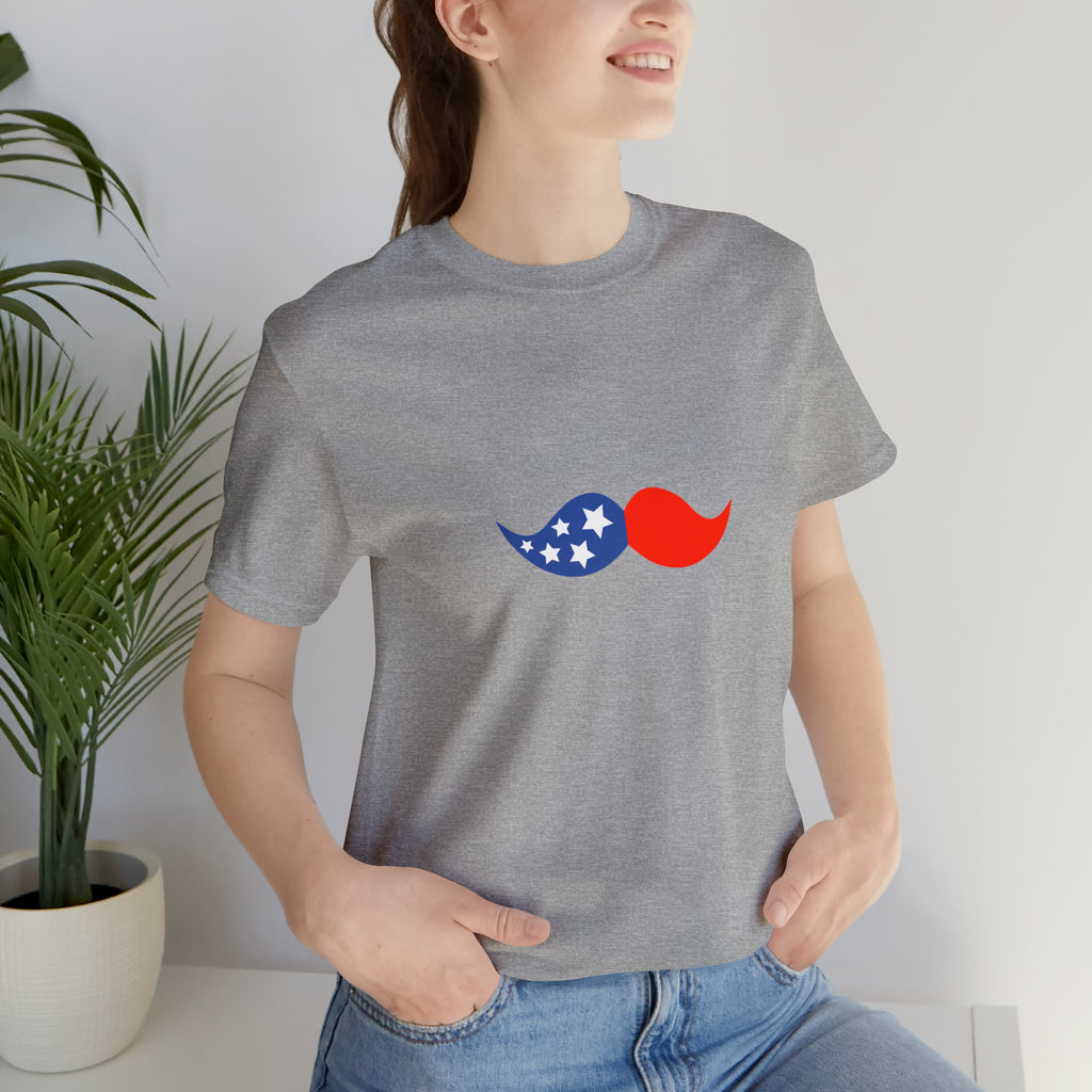 4th of July Mustache Jersey Short Sleeve Tee - Soft & Comfortable - Patriotic Clothing - Made in the USA