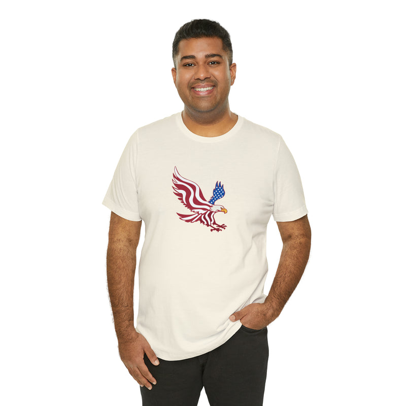 American Flag Bald Eagle Short Sleeve Tee - Soft & Comfortable - Patriotic Clothing - Made in the USA