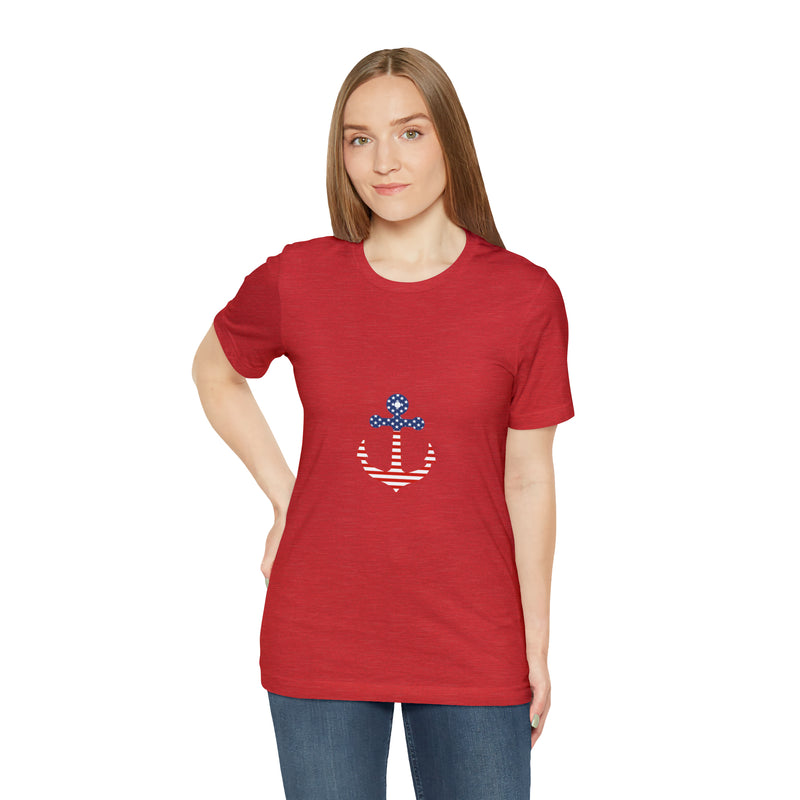 American Flag Anchor Short Sleeve Tee - Patriotic Clothing - Made in the USA