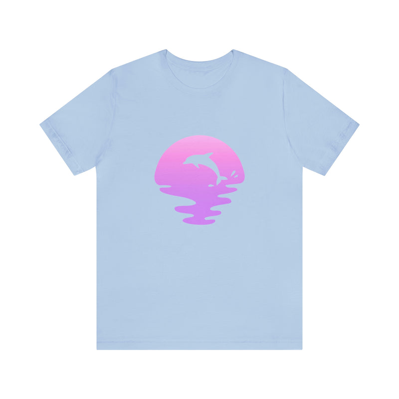 Dolphin Sunset Jersey Short-Sleeve Tee - Ocean Inspired T-Shirt for Women & Men - Soft & Comfortable - Made in the USA