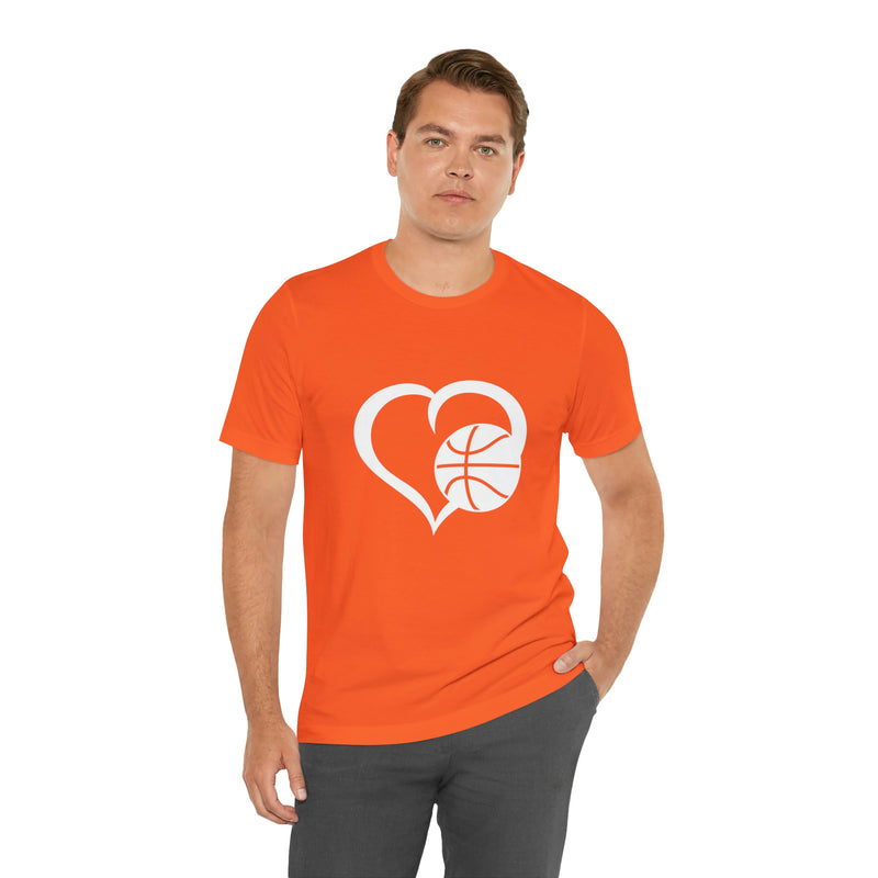 Basketball Heart Short-Sleeve Tee - Cute & Stylish T-Shirt for Basketball Lovers - Soft & Comfortable - Made in the USA