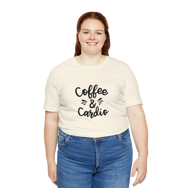 Coffee & Cardio Unisex Jersey Short-Sleeve Tee - Funny & Motivational T-Shirt for Coffee Lovers & Fitness Enthusiasts - Soft & Comfortable - Made in the USA