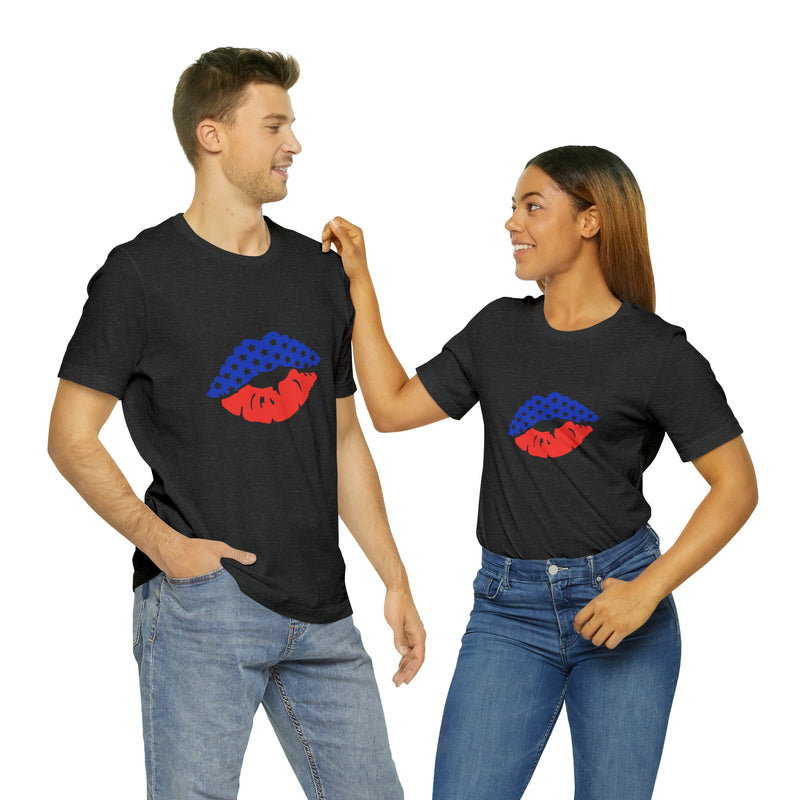 American Lips Short Sleeve Tee - Soft & Comfortable - Patriotic Clothing - Made in the USA